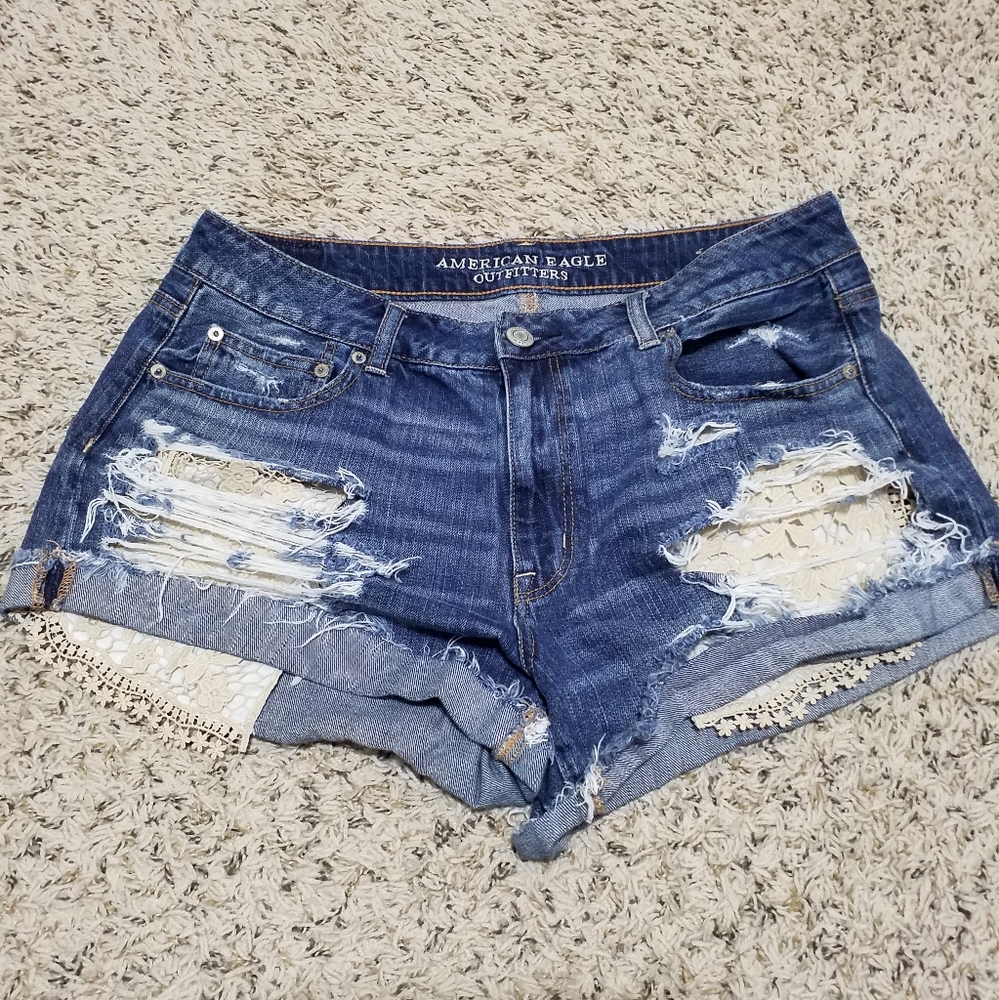 Womens American Eagle Hi Rise Festival Jean Shorts Sz 14